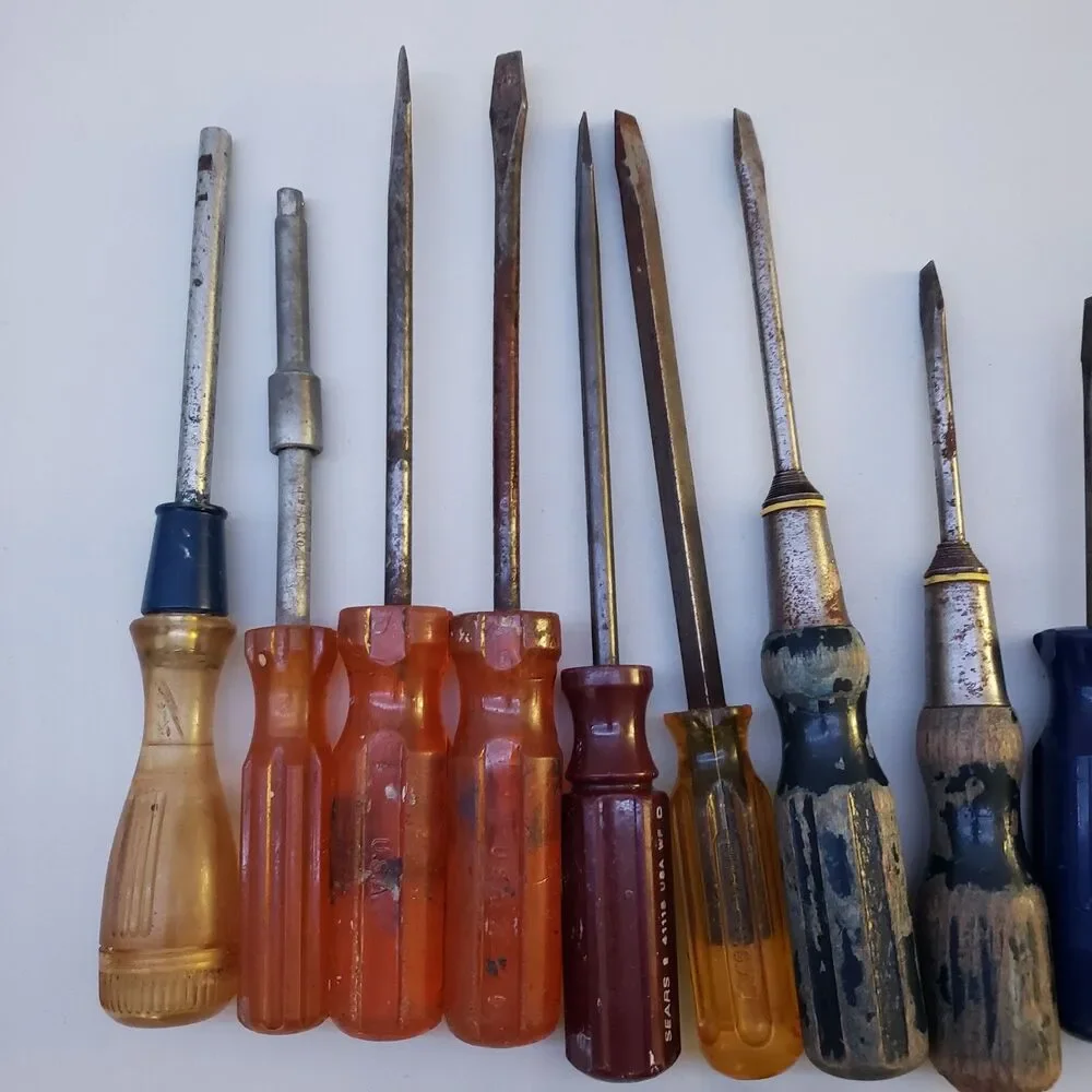 Vintage Lot of Flathead Screwdrivers Quick Edge Snap On TM 4E Craftsman Socket - Picture 2 of 16